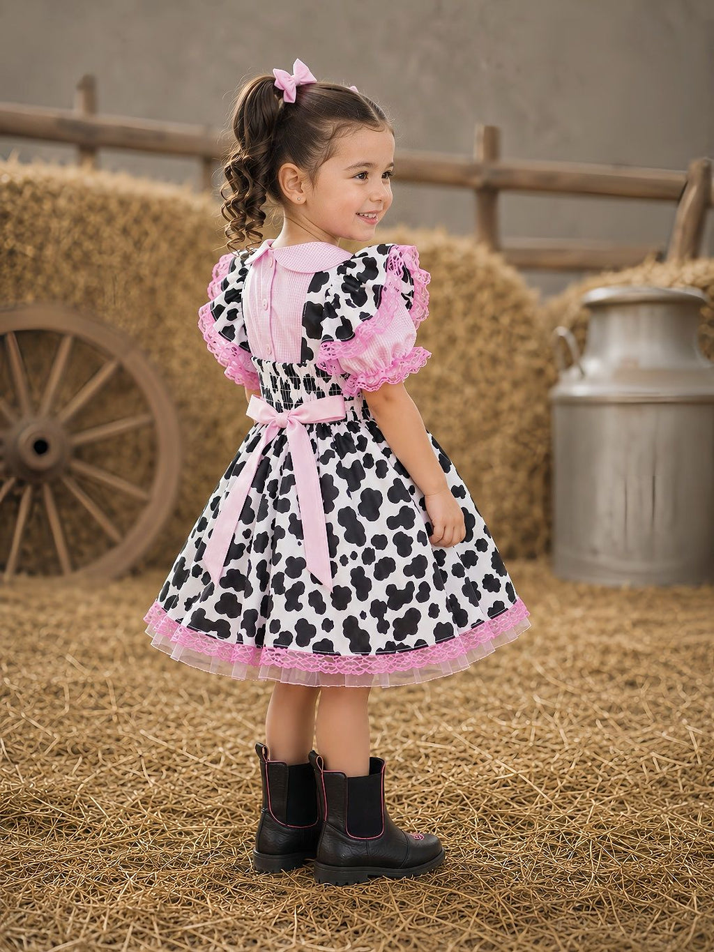Vestido Infantil Jardineira Fazendinha Vaquinha
