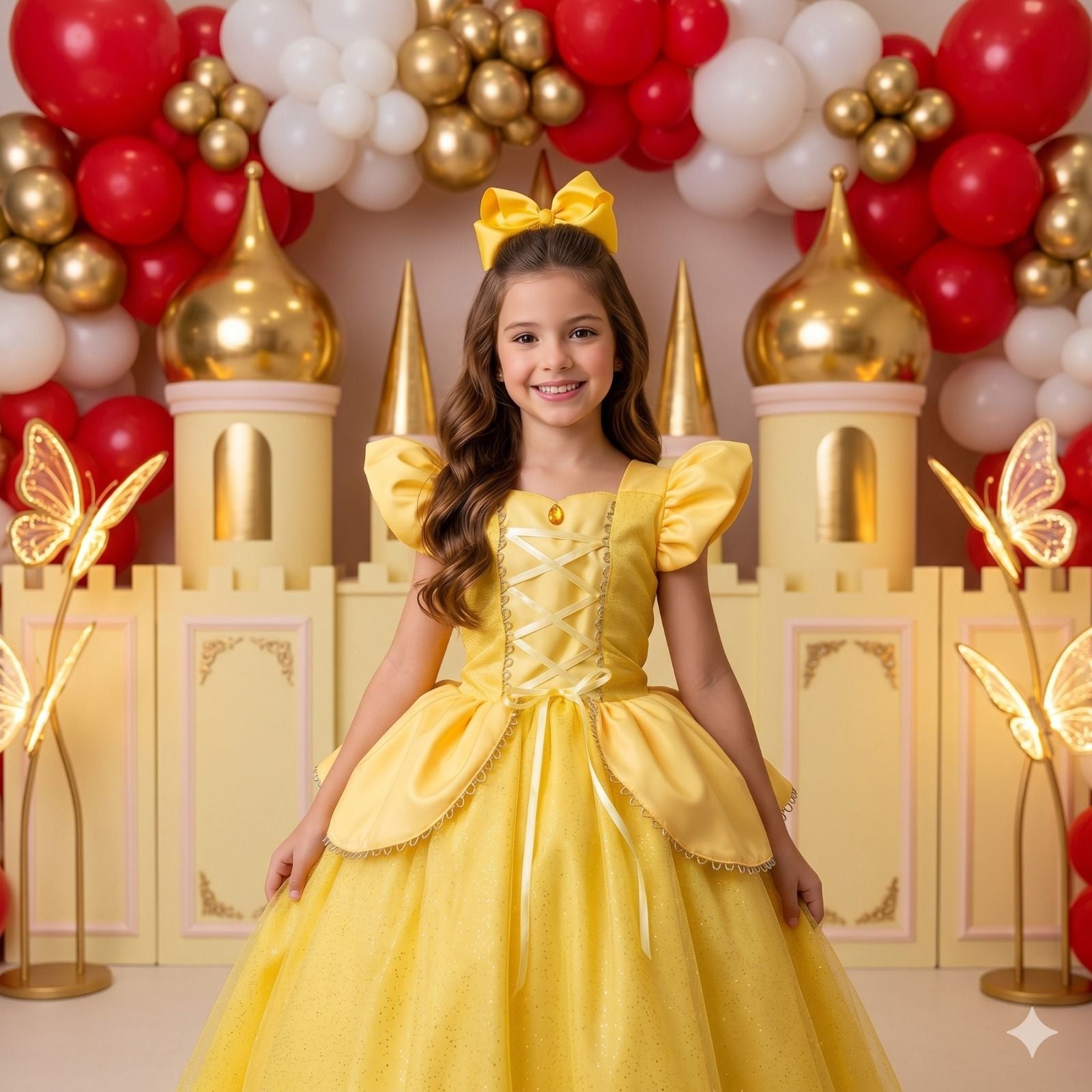 Vestido Longo Encantador Mini Miss A Bela e a Fera