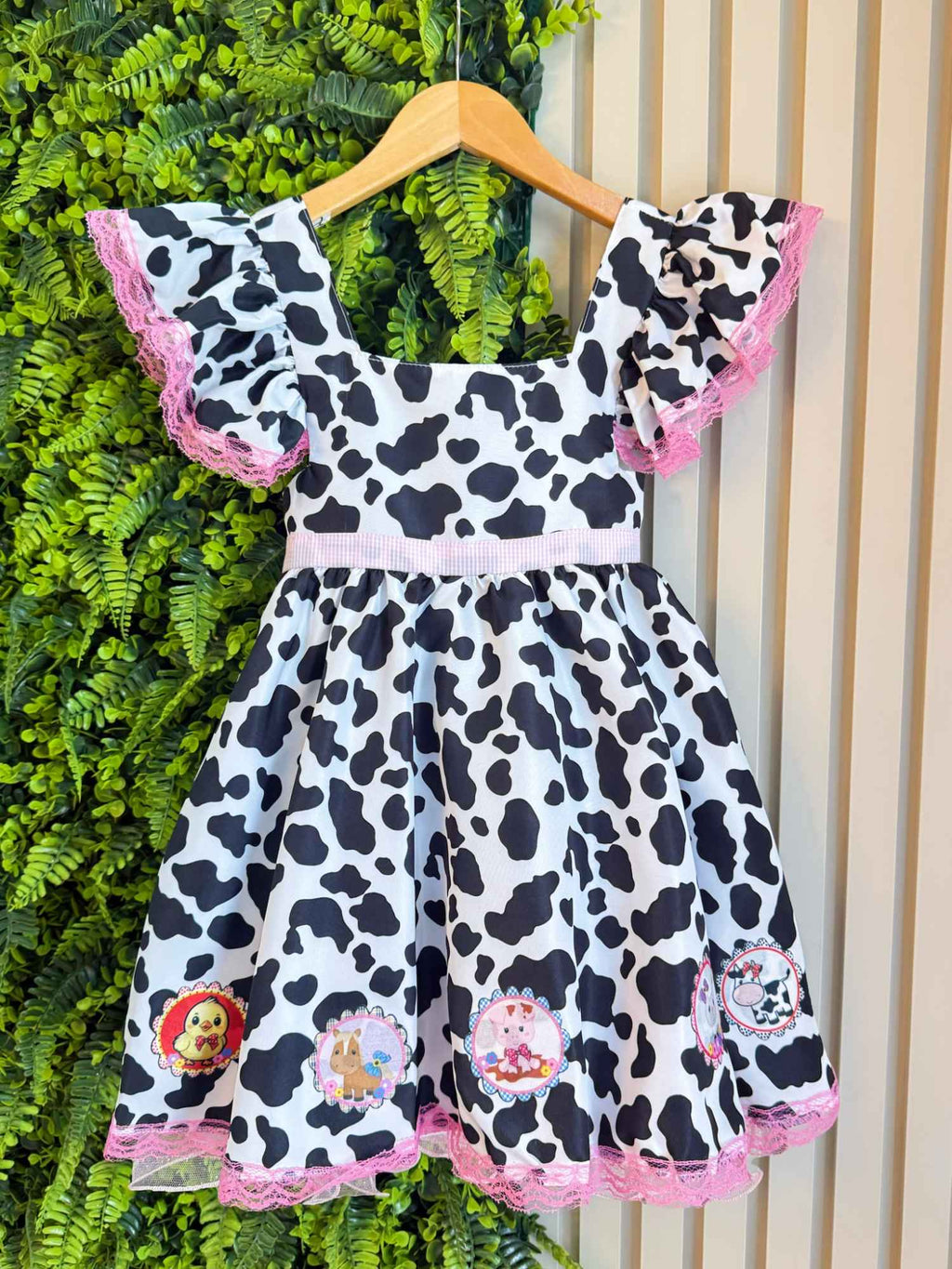 Vestido Infantil Jardineira Fazendinha Vaquinha