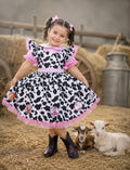Vestido Infantil Jardineira Fazendinha Vaquinha