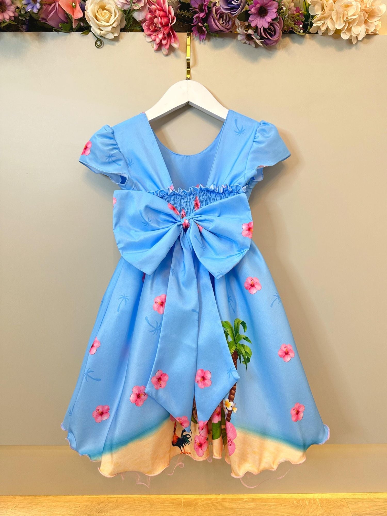 Vestido Infantil Moana na Praia Azul Festas