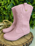 Bota Infantil Rosa em Courino com Zíper e Salto para Inverno