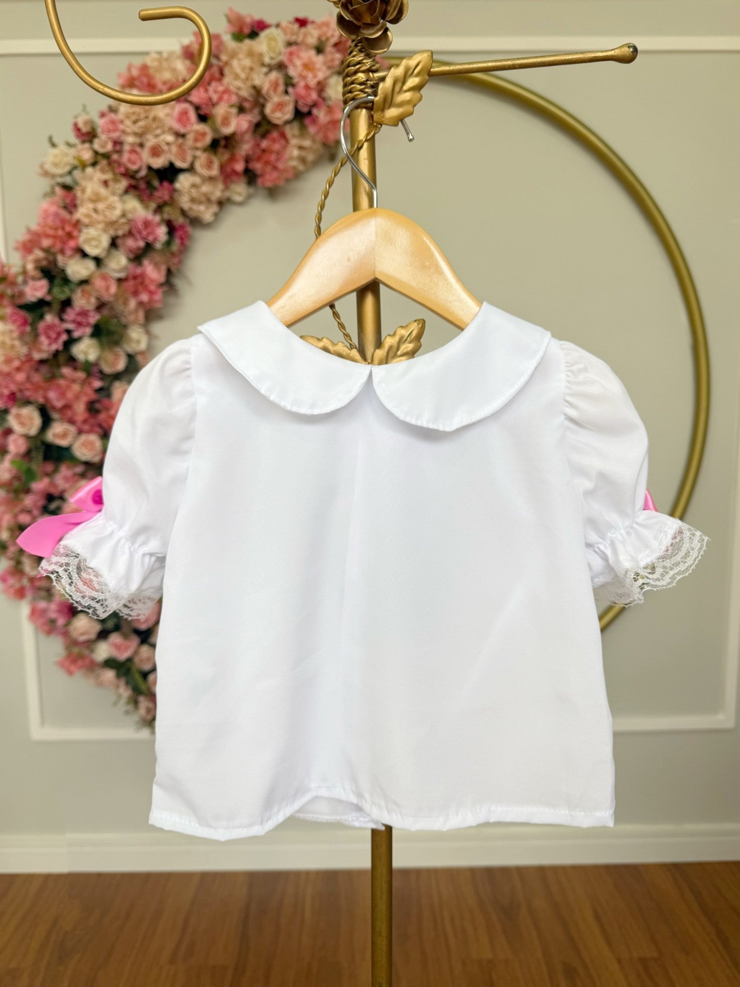 Conjunto Junino para Meninas com Blusa Branca e Saia Xadrez Colorida
