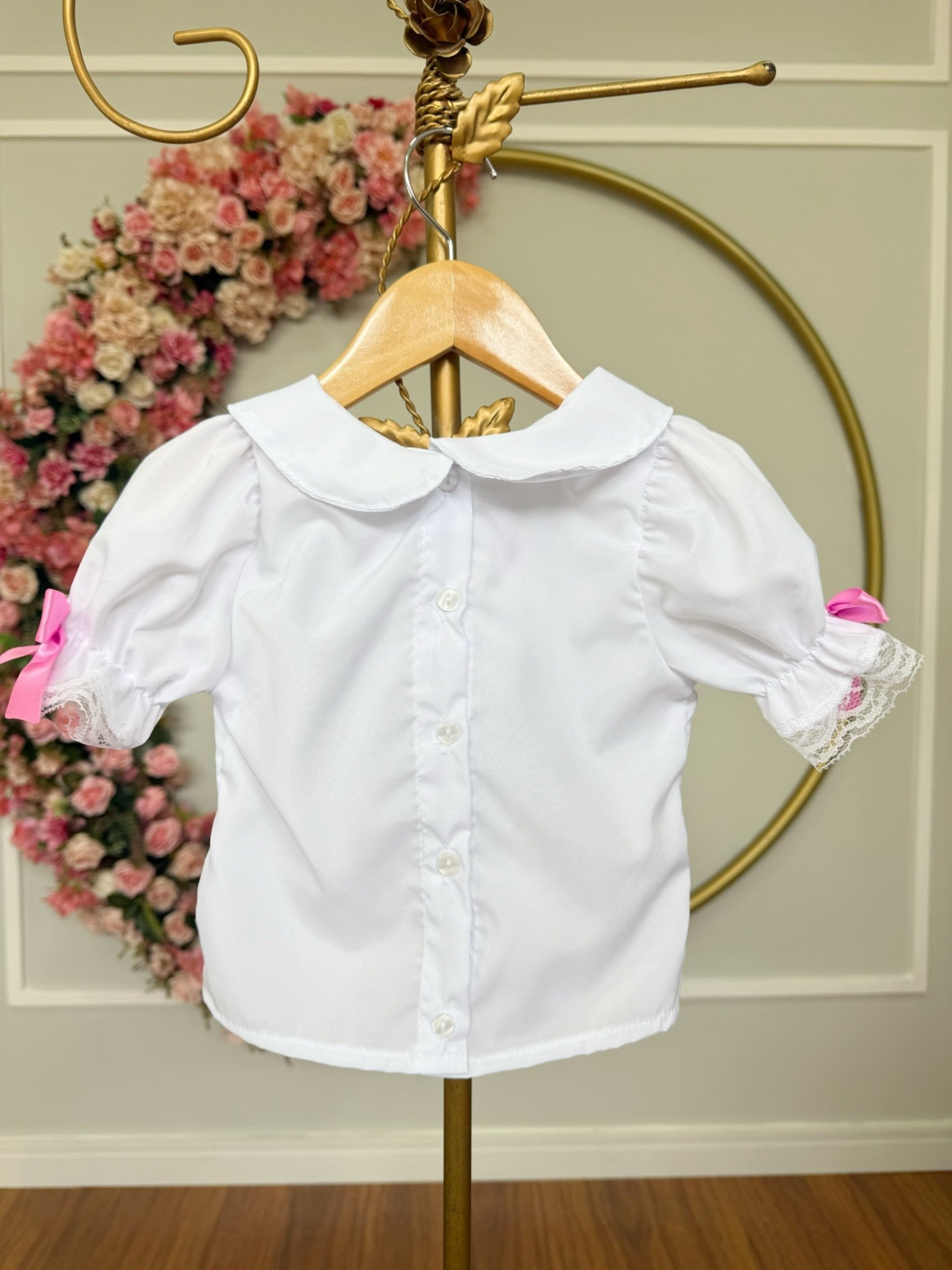 Conjunto Junino para Meninas com Blusa Branca e Saia Xadrez Colorida
