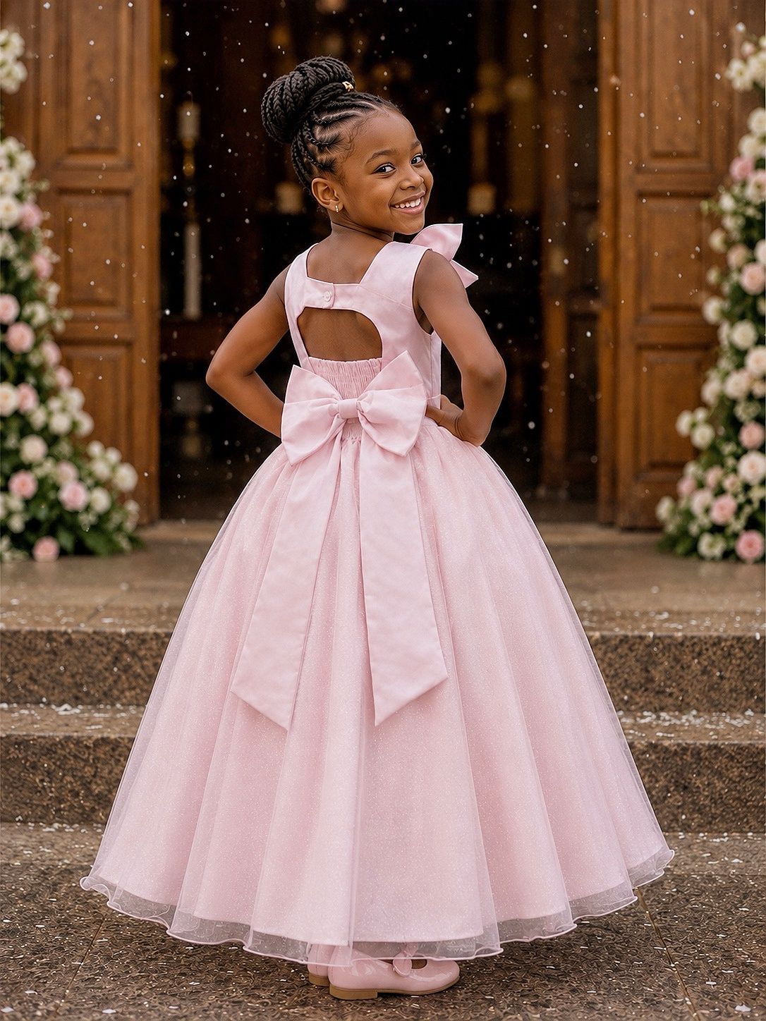 Vestido Longo Pêssego Infantil para Daminhas de Formatura