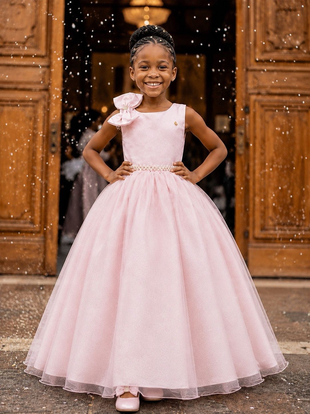 Vestido Longo Pêssego Infantil para Daminhas de Formatura