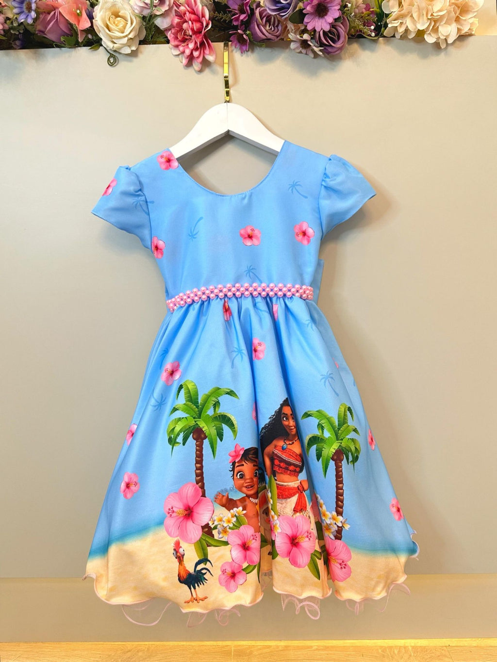 Vestido Infantil Moana na Praia Azul Festas