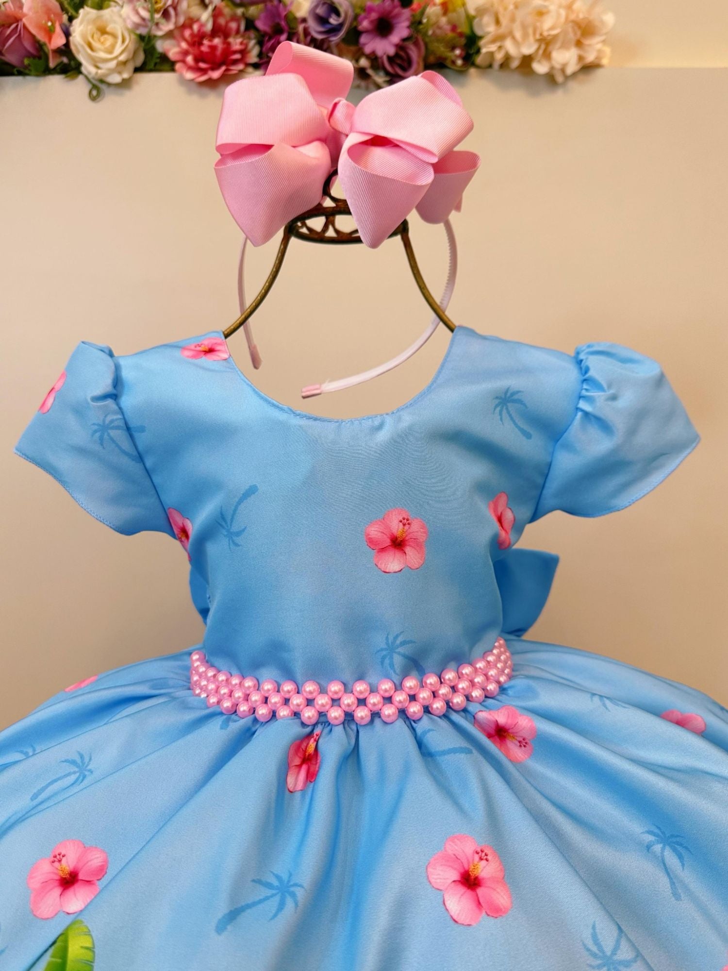 Vestido Infantil Moana na Praia Azul Festas