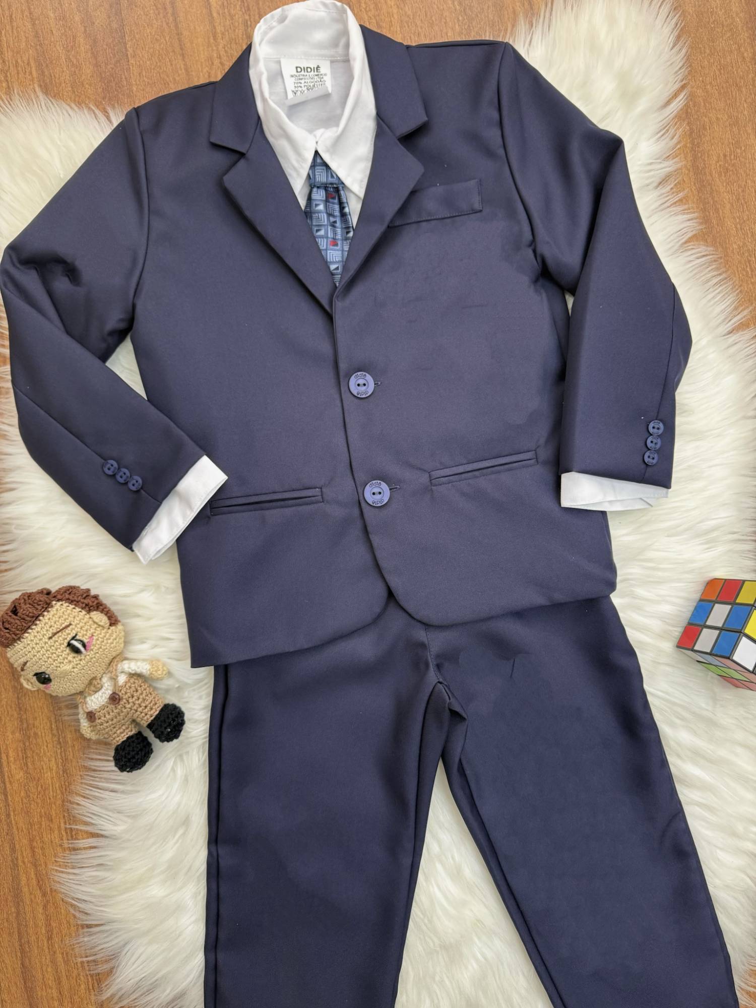 Terno Social C/ Calça Azul Marinho e Camisa Branca Pajem
