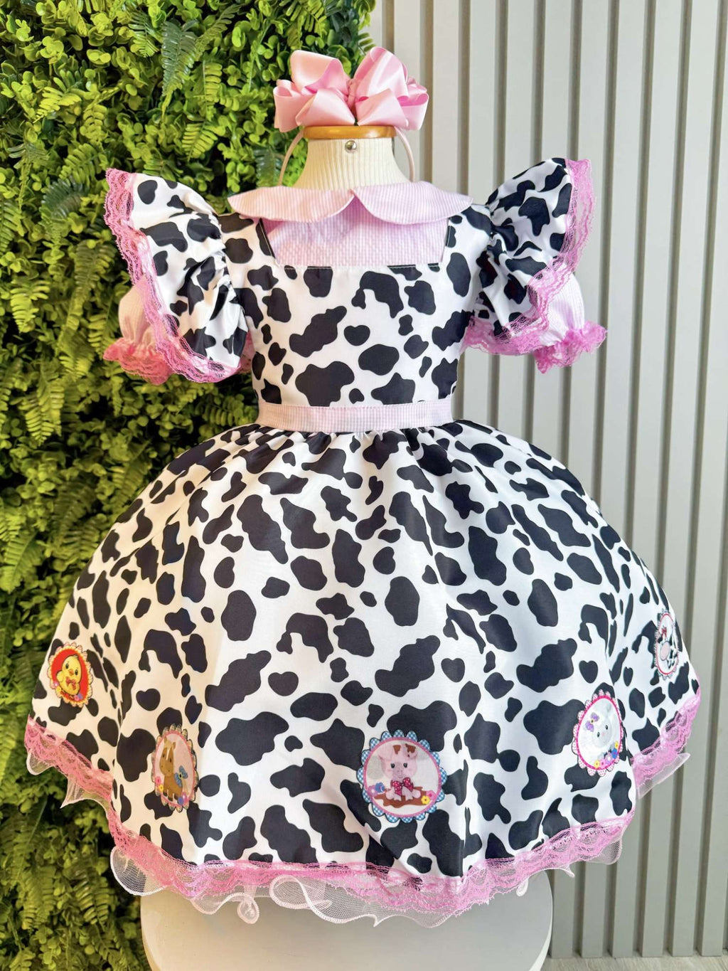 Vestido Infantil Jardineira Fazendinha Vaquinha