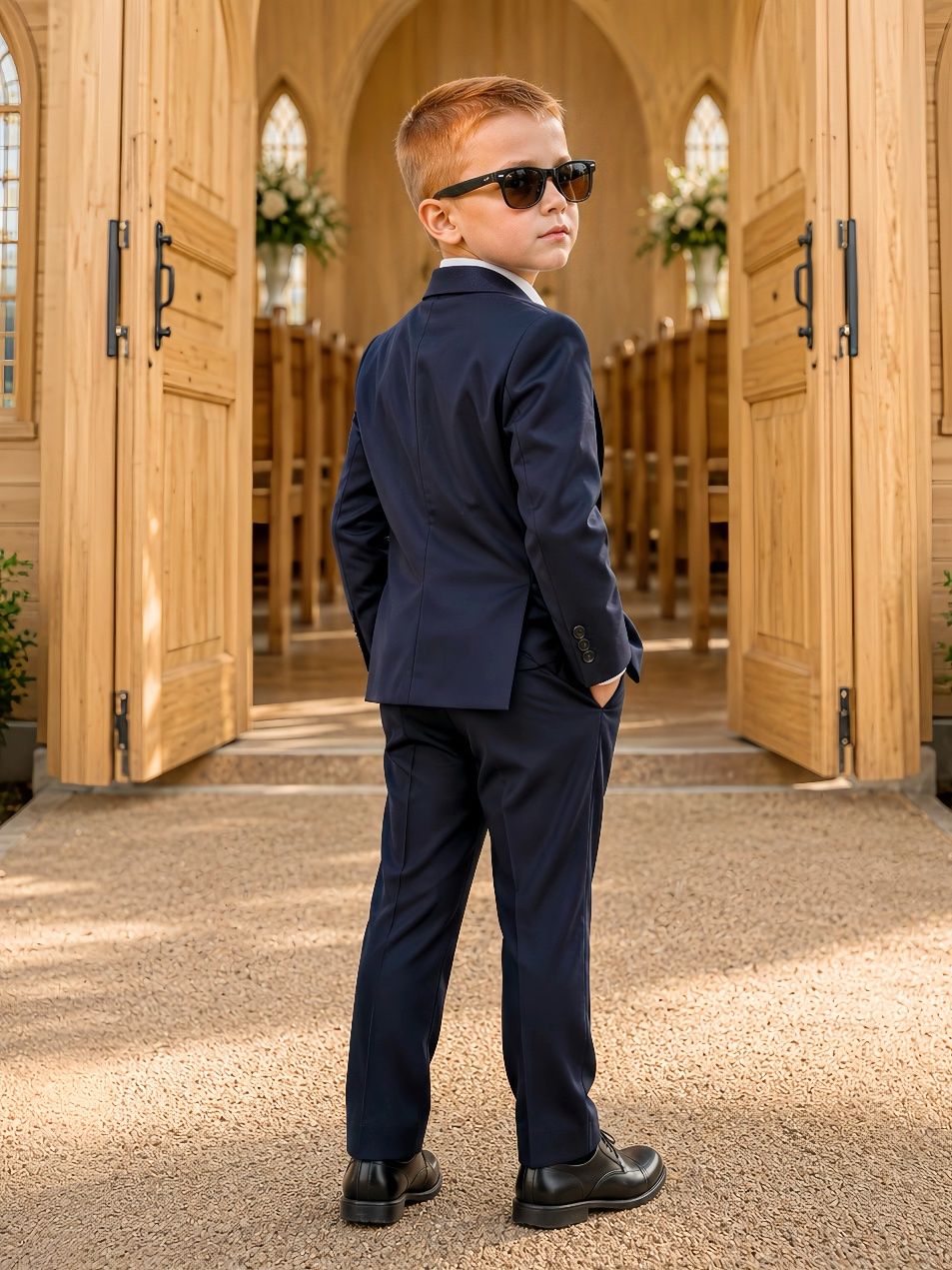 Terno Social C/ Calça Azul Marinho e Camisa Branca Pajem
