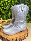 Bota Infantil em Courino para Inverno com Zíper e Salto Prata