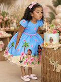 Vestido Infantil Moana na Praia Azul Festas