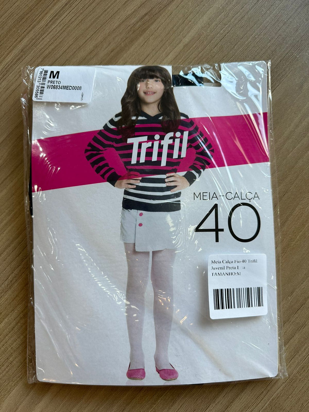 Meia Calça Fio 40 Trifil Juvenil Preta Lisa