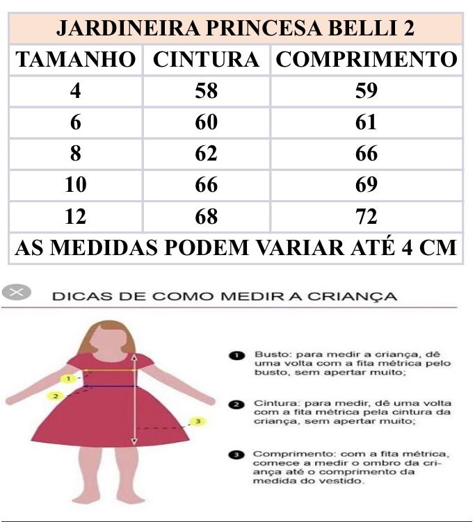 Jardineira Jeans Frutinhas Infantil