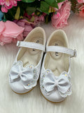 Sapatilha Baby Branca com Lacinho e Strass para Daminhas
