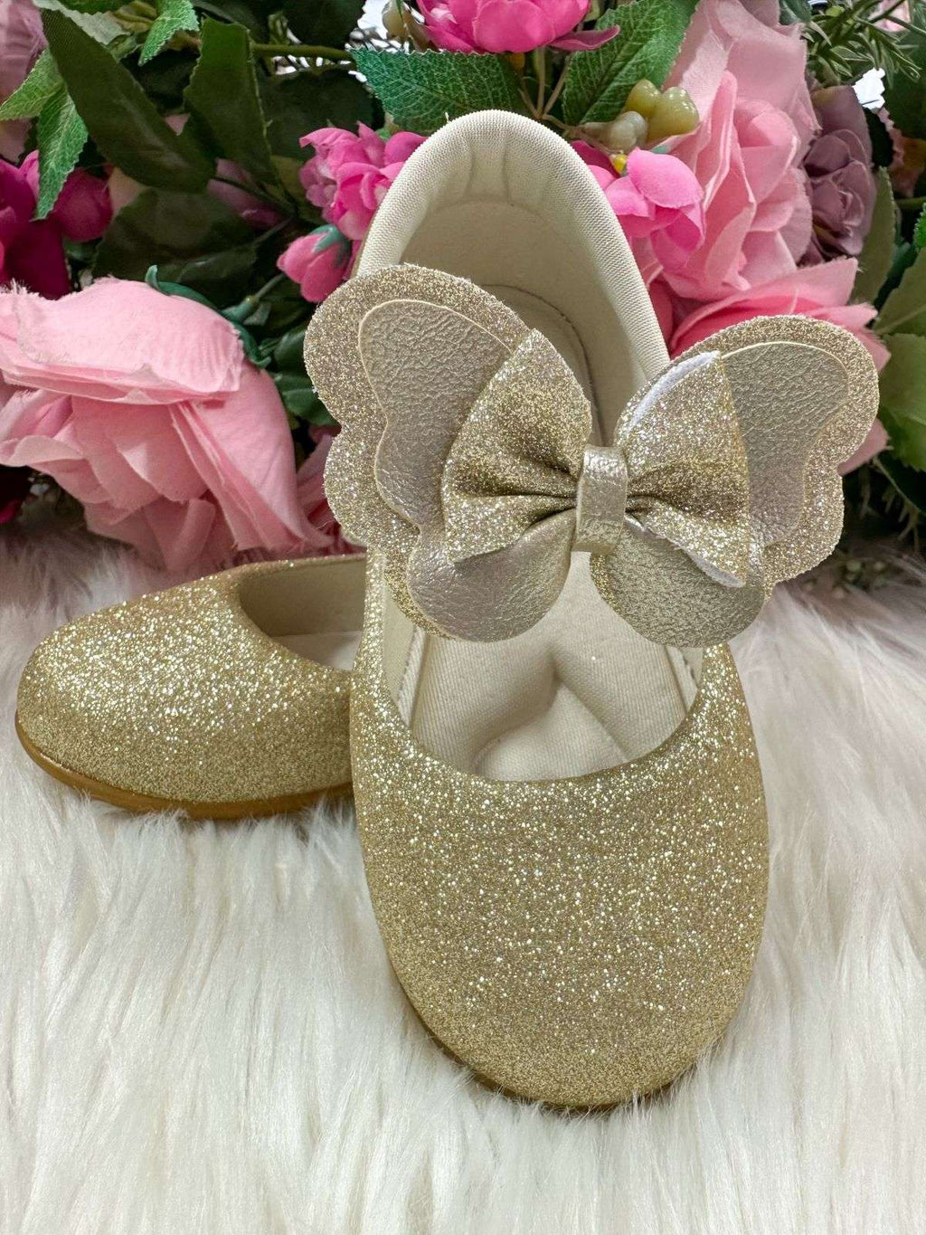 Sapatilha Dourada Glitter para Bebê com Conforto e Estilo