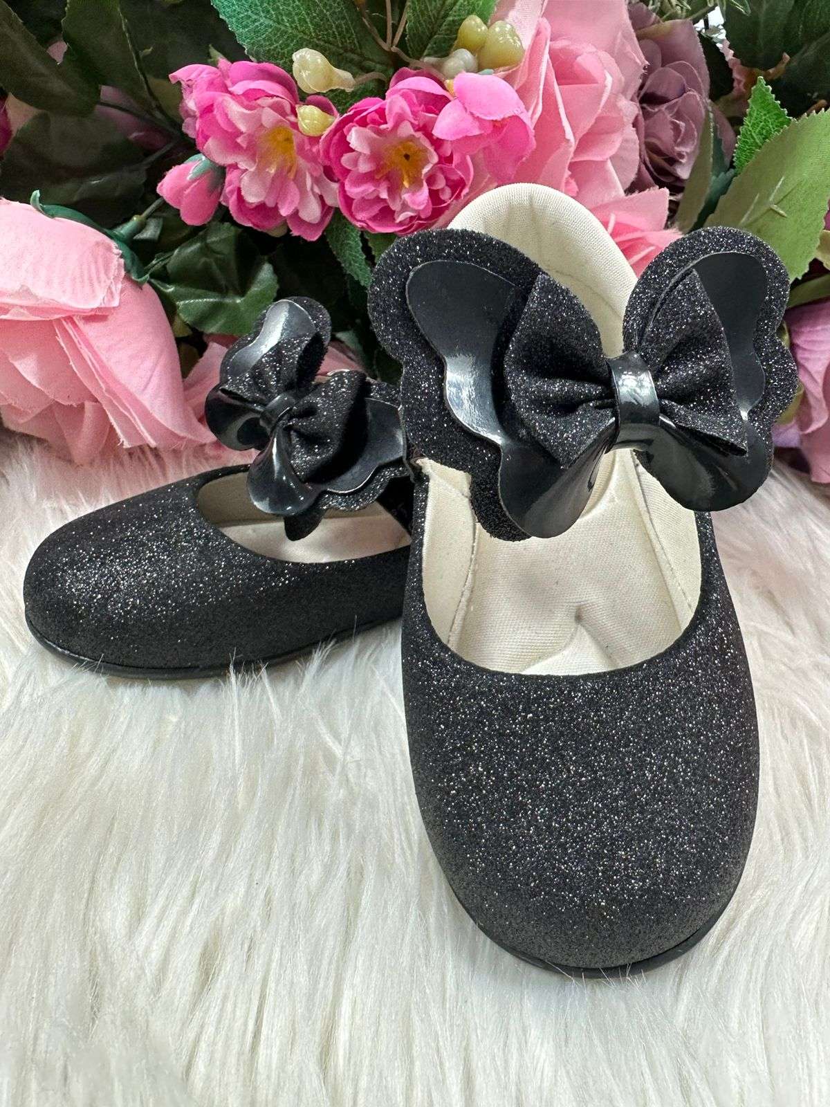 Sapatilha Infantil Preto Glitter para Passeios e Festas