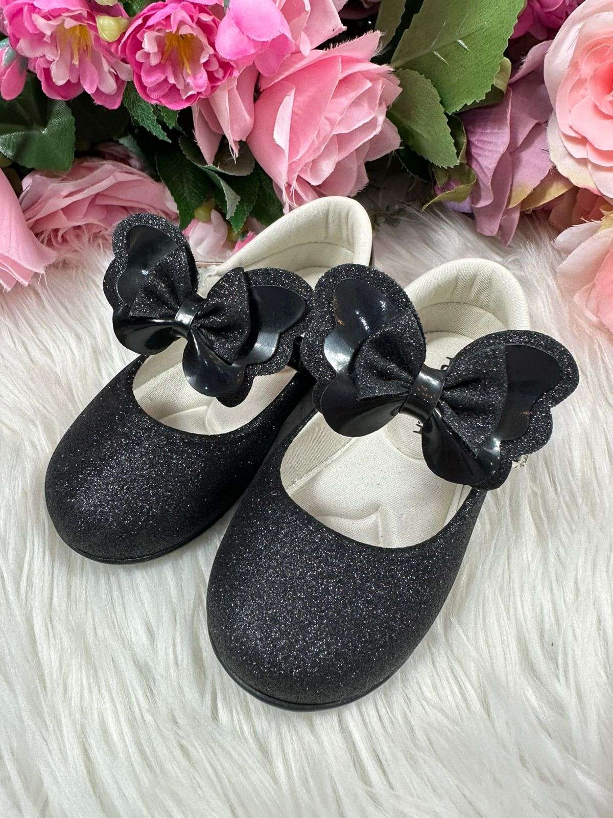 Sapatilha Infantil Preto Glitter para Passeios e Festas
