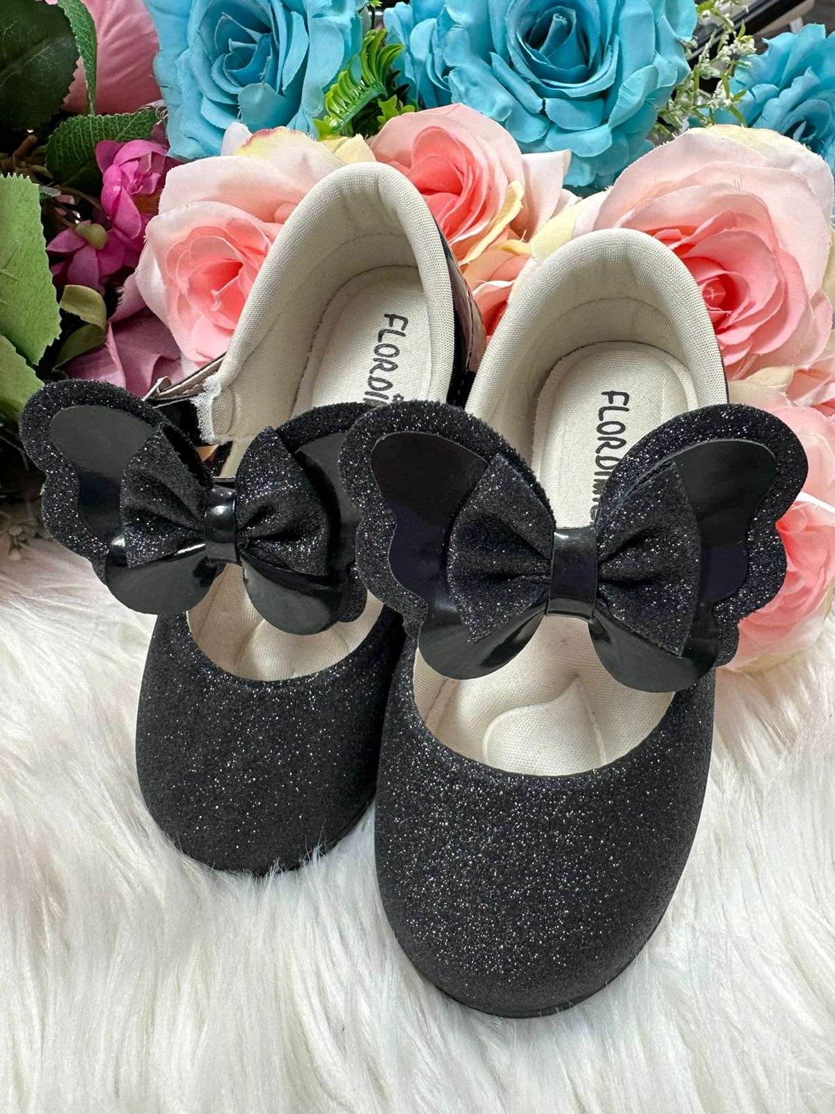 Sapatilha Infantil Preto Glitter para Passeios e Festas