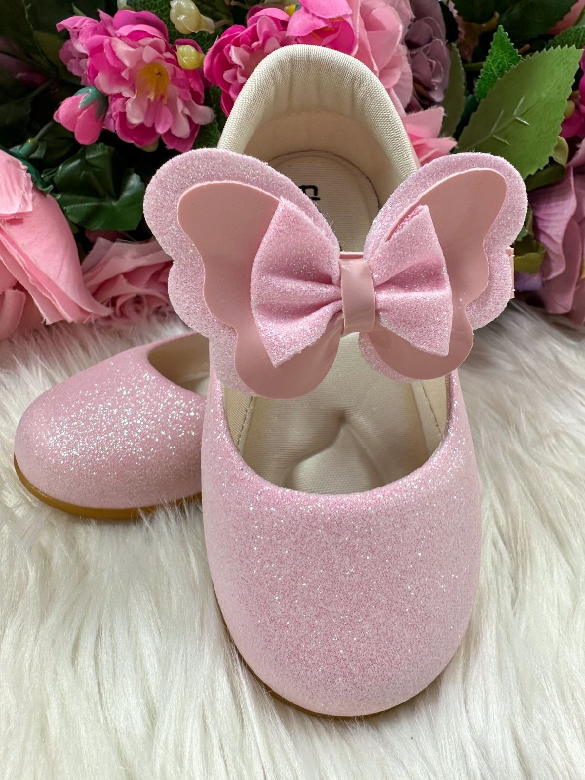 Sapatilha Rosa Glitter para Bebê com Solado Macio e Leve
