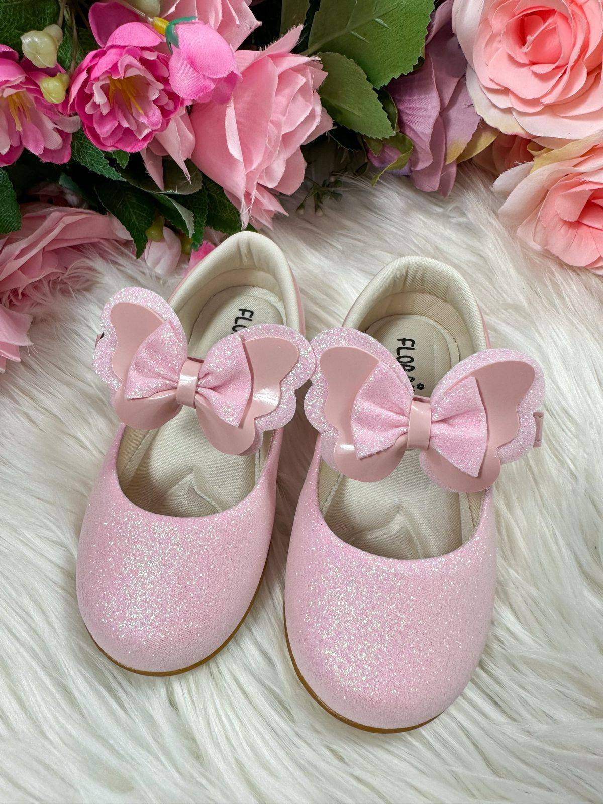 Sapatilha Rosa Glitter para Bebê com Solado Macio e Leve