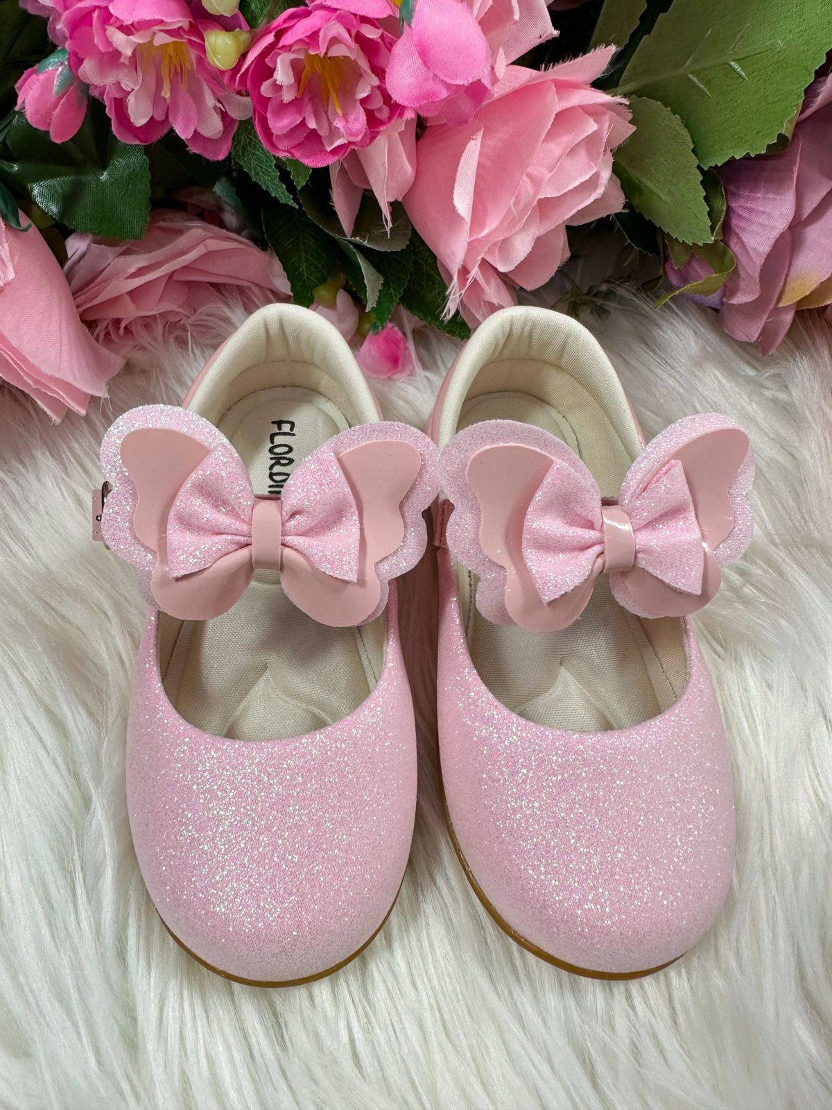 Sapatilha Rosa Glitter para Bebê com Solado Macio e Leve