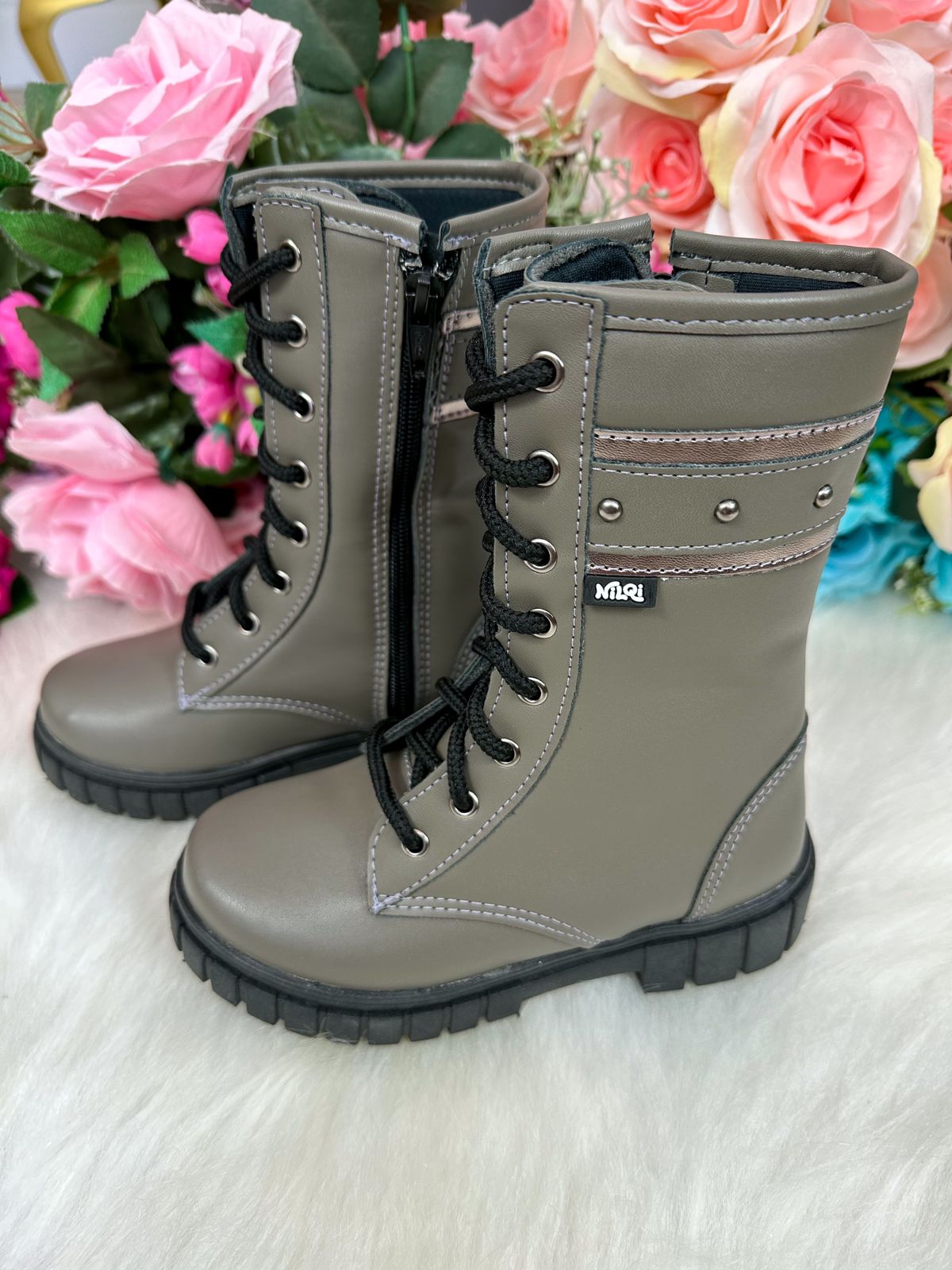 Bota Verde Militar Confortável para Passeios e Festas