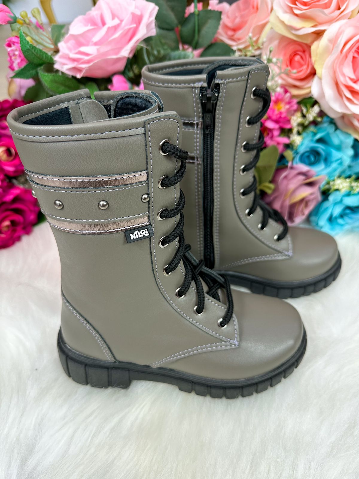 Bota Verde Militar Confortável para Passeios e Festas
