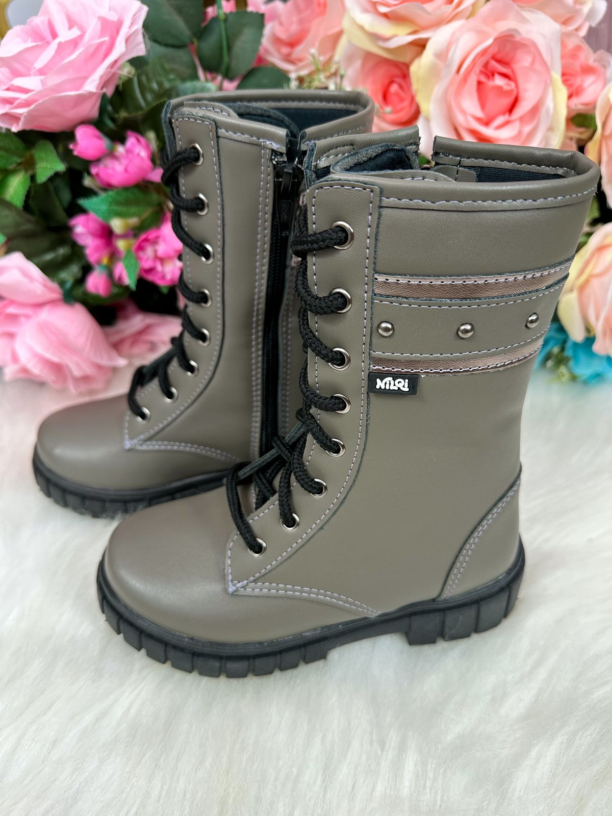 Bota Verde Militar Confortável para Passeios e Festas