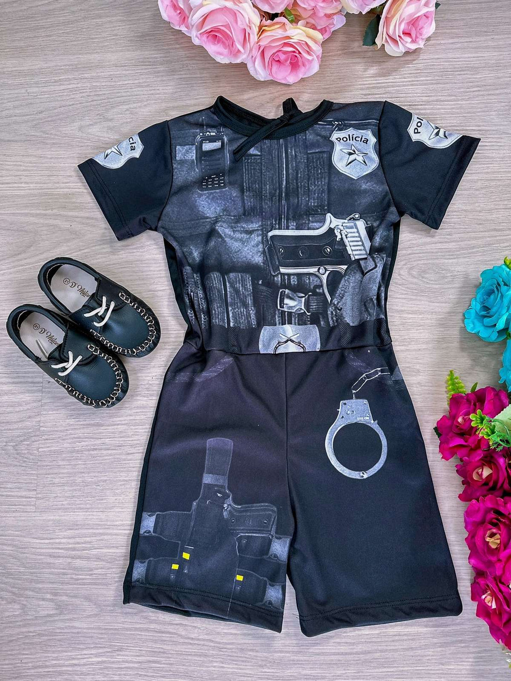 Fantasia Temática Policial em Poliéster para Crianças