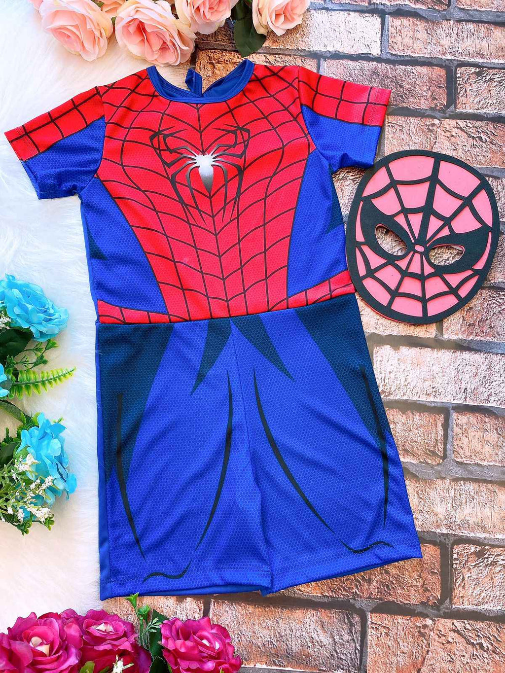 Fantasia Temática Homem Aranha com Máscara para Crianças