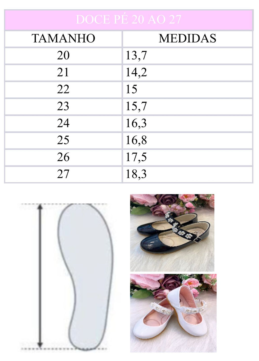 Sapatilha Preta Com Flor De Pérolas Para Meninas