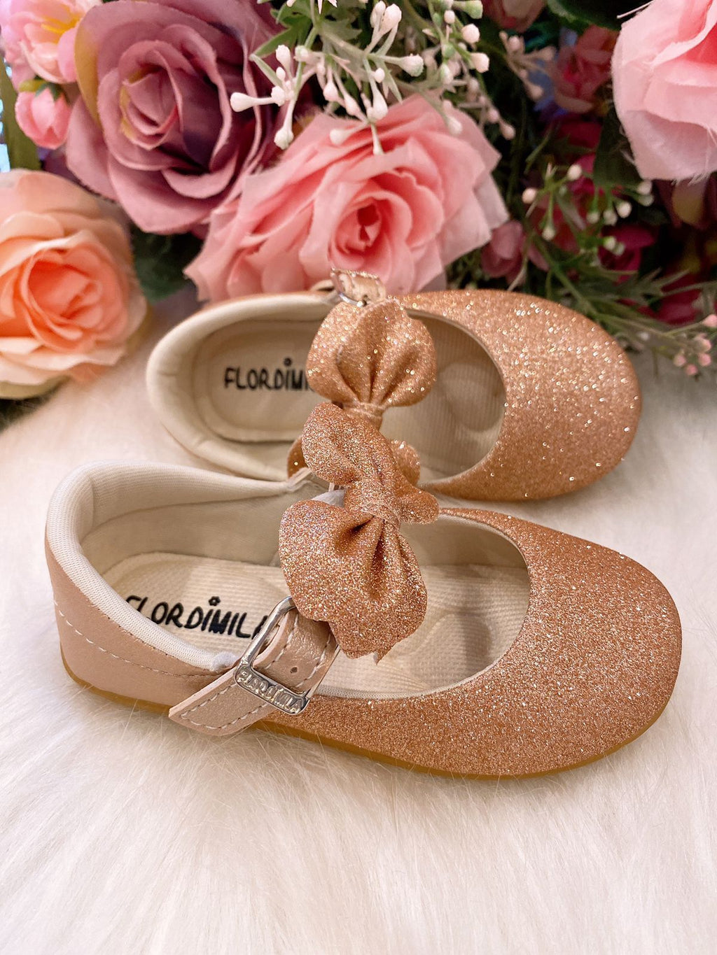 Sapatilha de Glitter Bronze para Meninas Confortável e Estilosa