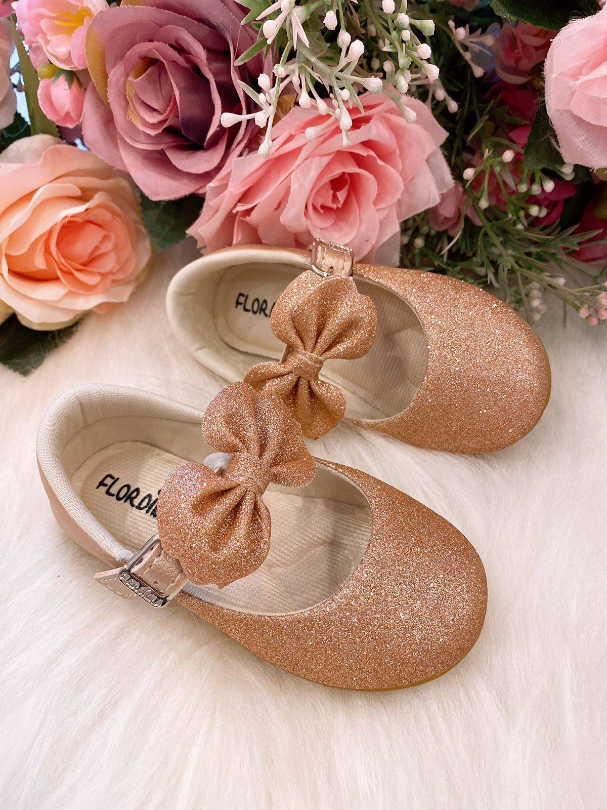 Sapatilha de Glitter Bronze para Meninas Confortável e Estilosa