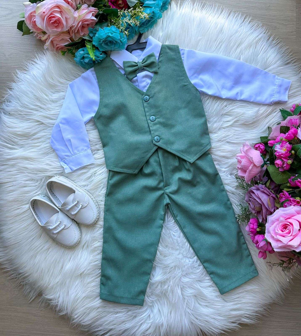 Conjunto Social Verde em Linho e Microfibra para Ocasiões Especiais