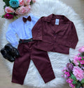 Terno Pedro Infantil Marsala Conjunto Social Elegante