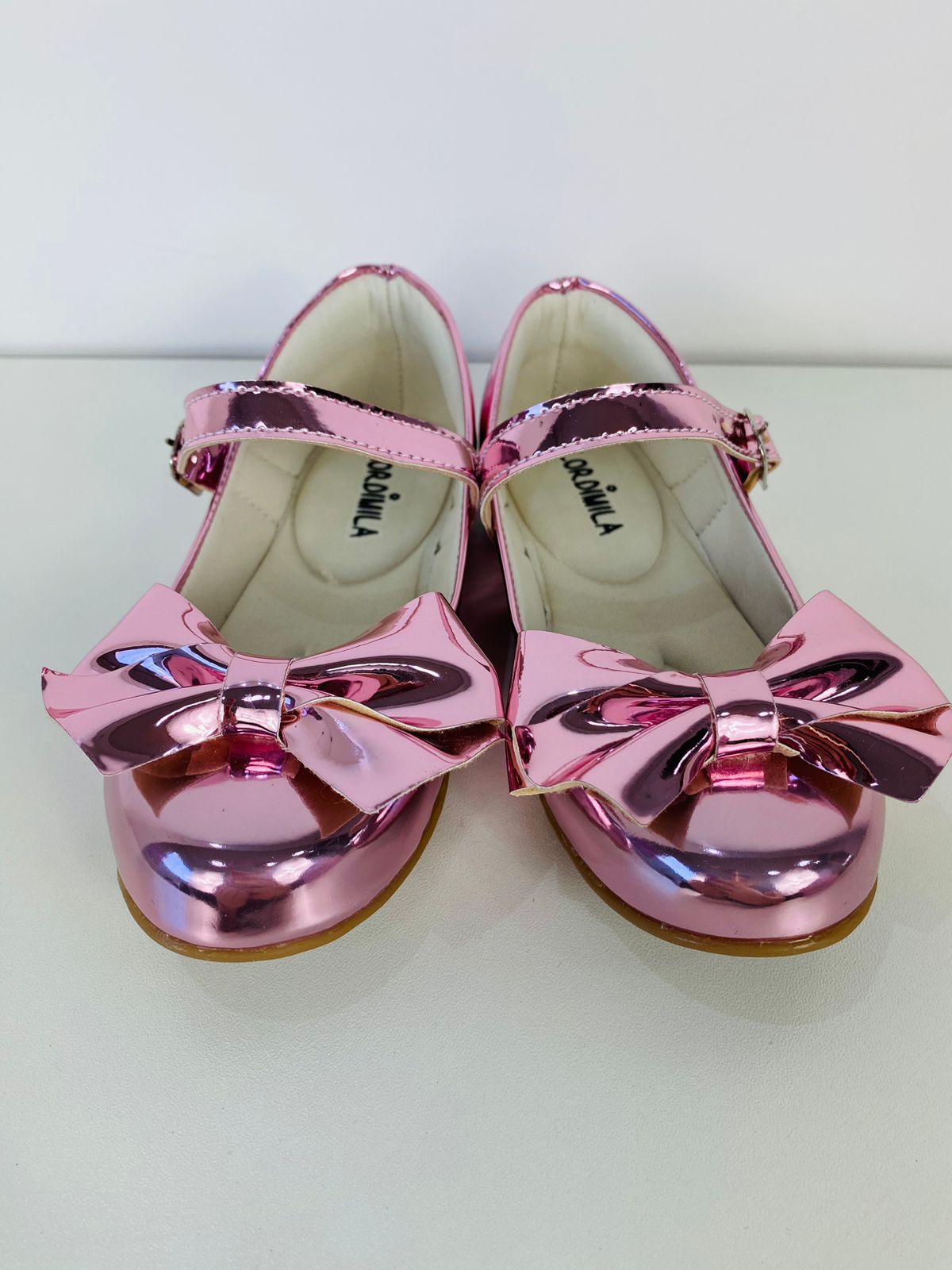 Sapatilha Rosa Metalizado com Laço para Meninas