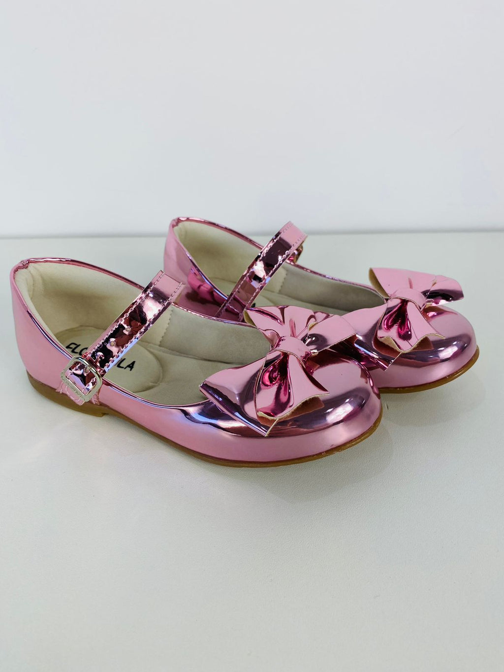 Sapatilha Rosa Metalizado com Laço para Meninas