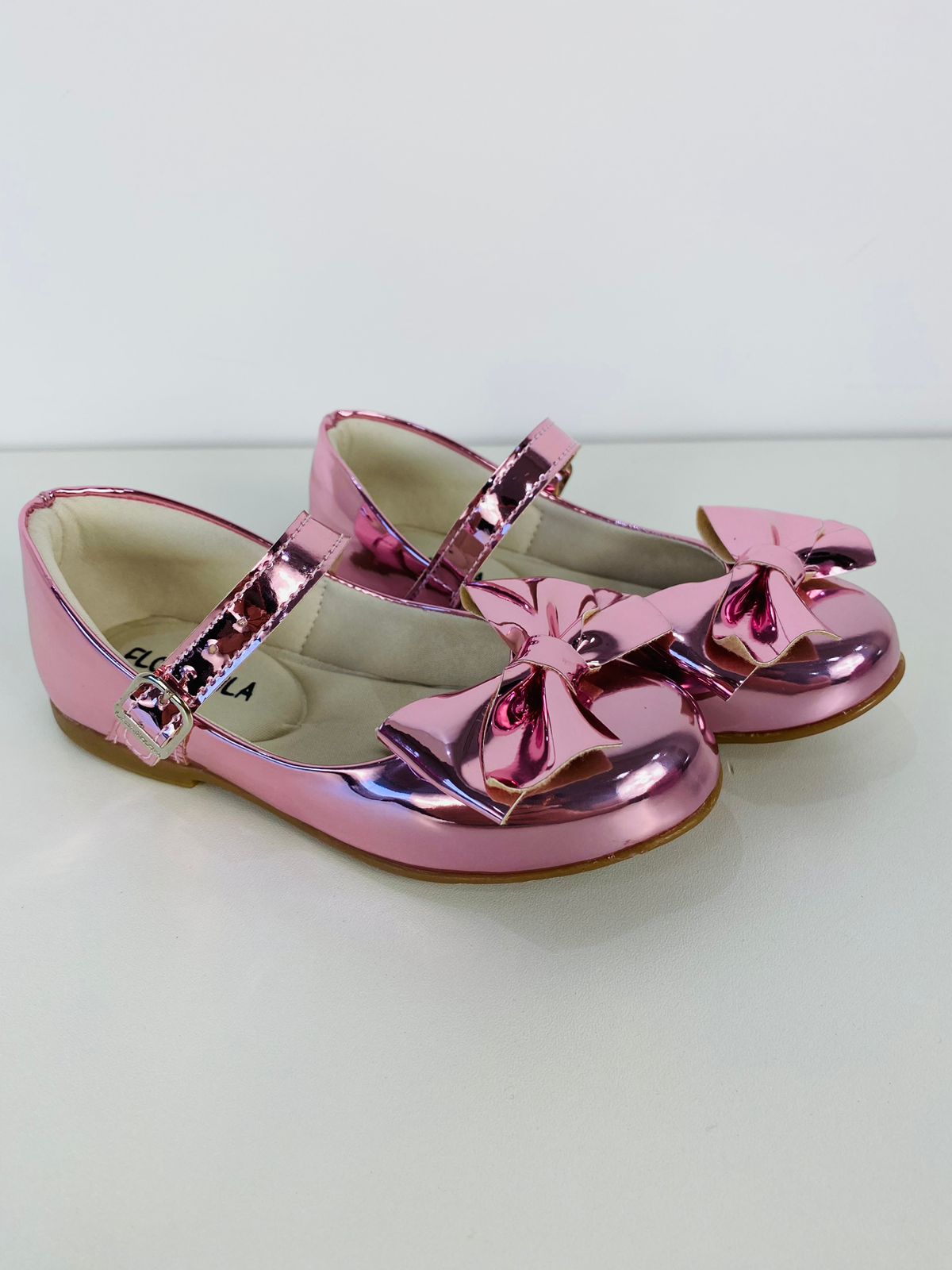 Sapatilha Rosa Metalizado com Laço para Meninas