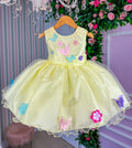 Vestido Amarelo Jardim Encantado com Forro Confortável e Laço