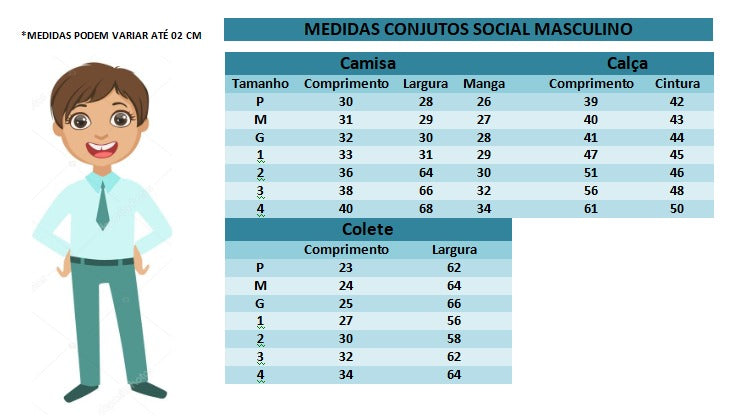 Conjunto Social Infantil Menino Camisa em Poliéster e Bermuda em Algodão Bege