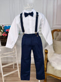 Conjunto Social Infantil Azul Marinho em Poliéster e Algodão