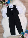 Conjunto Social Infantil Preto em Poliéster e Algodão