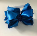 Tiara Infantil Azul Royal Luxo Pérolas