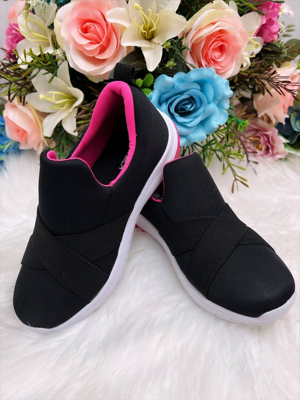 Tênis infantil Preto e Pink calce fácil confort Meninas