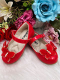 Sapatinho Infantil Vermelho em Verniz com Aplique de Borboletas Glitter