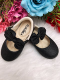 Sapatinho Bebê Preto Verniz Com Glitter e Laço para Festas