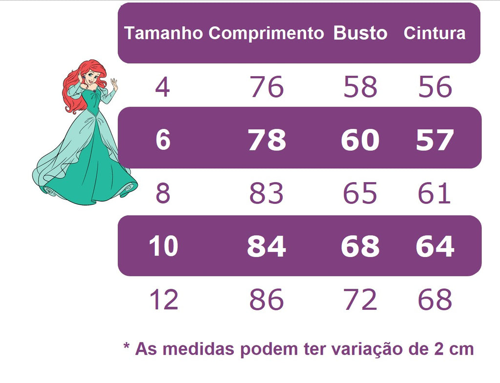 Vestido Infantil com Renda e Cinto de Pérolas para Princesa Ariel