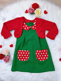 Fantasia Infantil Verde e Vermelho para Festas Luxo